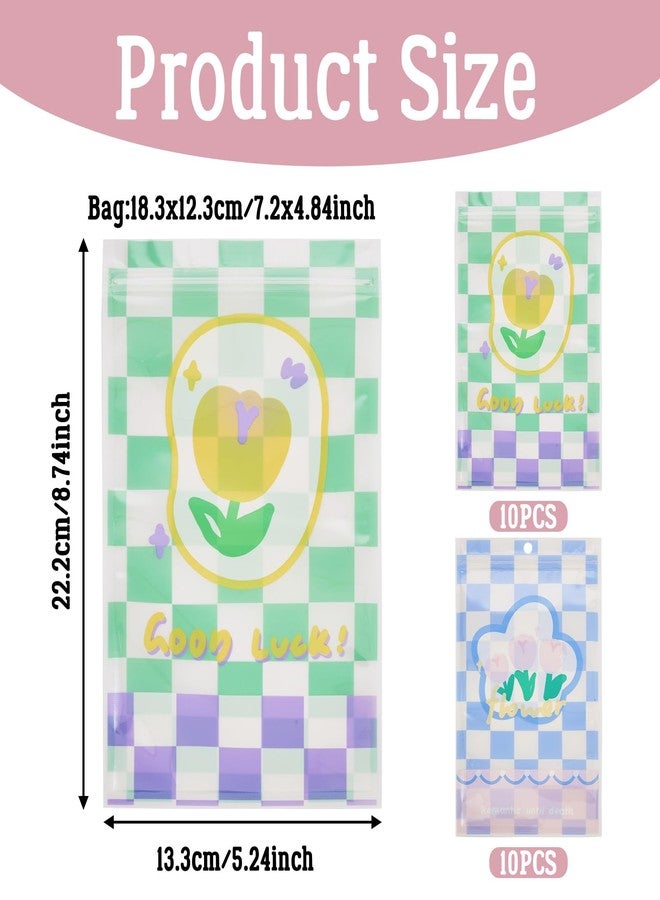 Craftdady 20Pcs Flower Printed Resealable Packaging Bags with Clear Window Cute Ziplock Smell Proof Storage Bags Self Seal Bags Zipper Pouches for Food Storage Packing Sample Jewelry Product Baggies - Image 2