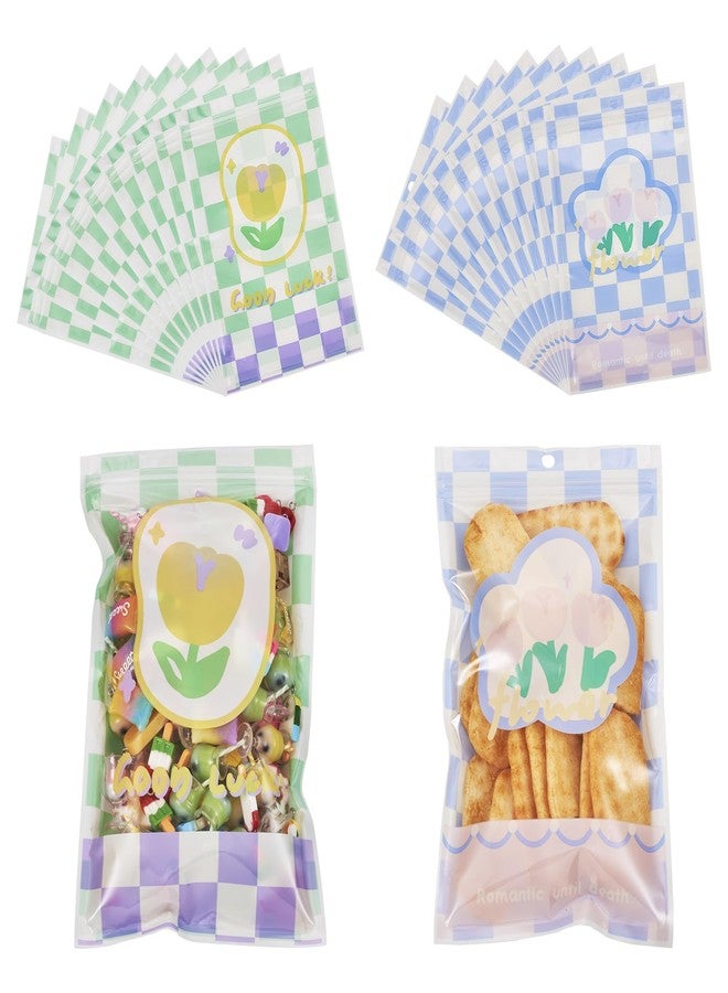 Craftdady 20Pcs Flower Printed Resealable Packaging Bags with Clear Window Cute Ziplock Smell Proof Storage Bags Self Seal Bags Zipper Pouches for Food Storage Packing Sample Jewelry Product Baggies - Image 1