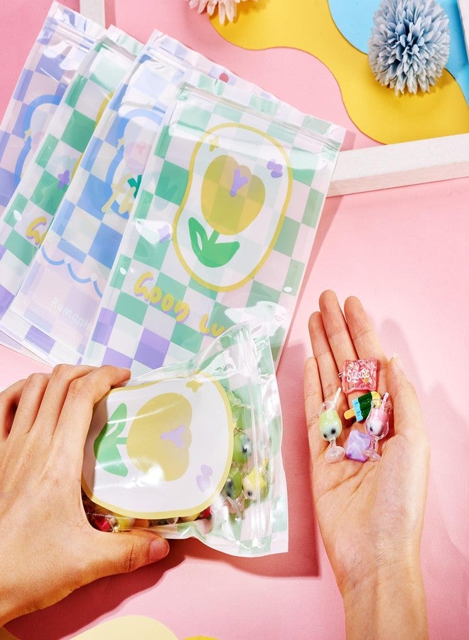 Craftdady 20Pcs Flower Printed Resealable Packaging Bags with Clear Window Cute Ziplock Smell Proof Storage Bags Self Seal Bags Zipper Pouches for Food Storage Packing Sample Jewelry Product Baggies - Image 4