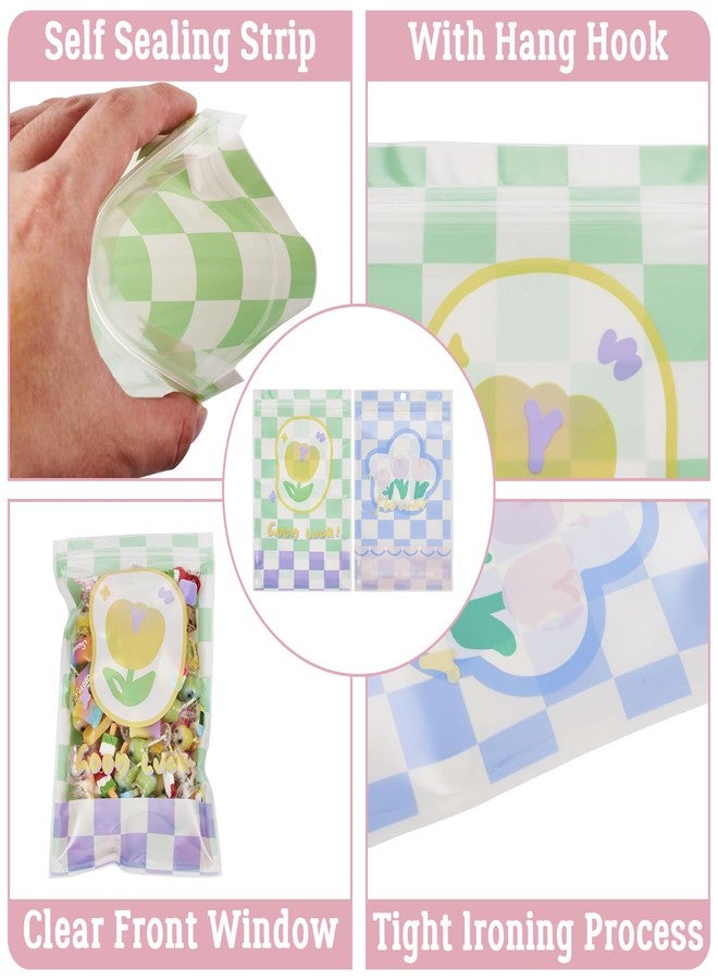 Craftdady 20Pcs Flower Printed Resealable Packaging Bags with Clear Window Cute Ziplock Smell Proof Storage Bags Self Seal Bags Zipper Pouches for Food Storage Packing Sample Jewelry Product Baggies - Image 3