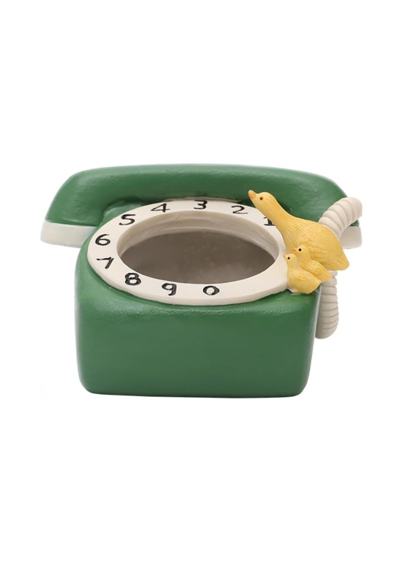 Generic Resin Succulent Plant Pot, Retro Radio Succulent Plant Pot/Plant Pot/Flower Pot/Bonsai Pot for Herbs, Succulents, Cactus Pen Holder, Suitable for Home Decoration Micro Landscape (Telephone)  - Image 1