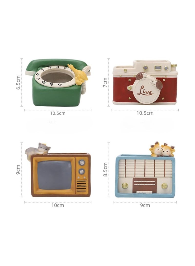 Generic Resin Succulent Plant Pot, Retro Radio Succulent Plant Pot/Plant Pot/Flower Pot/Bonsai Pot for Herbs, Succulents, Cactus Pen Holder, Suitable for Home Decoration Micro Landscape (Telephone)  - Image 2