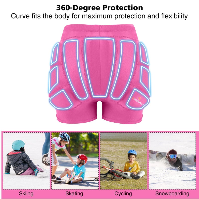 Ridbiker Kids Butt Pad Shorts  Youth Child Hip Protection Pads  Tailbone Protective Padded Short Pants For Snowboarding Hockey Roller Skating Skiing Cycling (Black  X-Small) - Image 3