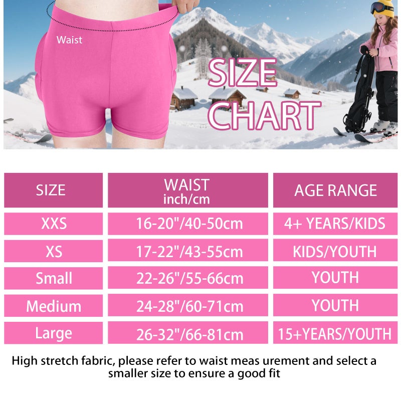 Ridbiker Kids Butt Pad Shorts  Youth Child Hip Protection Pads  Tailbone Protective Padded Short Pants For Snowboarding Hockey Roller Skating Skiing Cycling (Black  X-Small) - Image 2