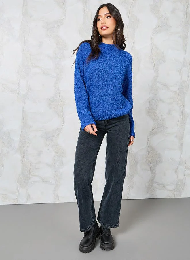 ستايلي Regular Fit High Neck Popcorn Yarn Sweater
