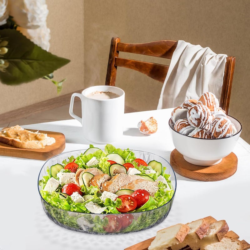 Fasmov فاسموف 6 عبوات من الأطباق البلاستيكية المستطيلة 72 أونصة أطباق بلاستيكية كبيرة بتصميم ماسي أنيق لتقديم السلطة والحفلات والوجبات الخفيفة والفشار والرقائق وبوفيه الحلوى والفواكه شفافة - Image 5