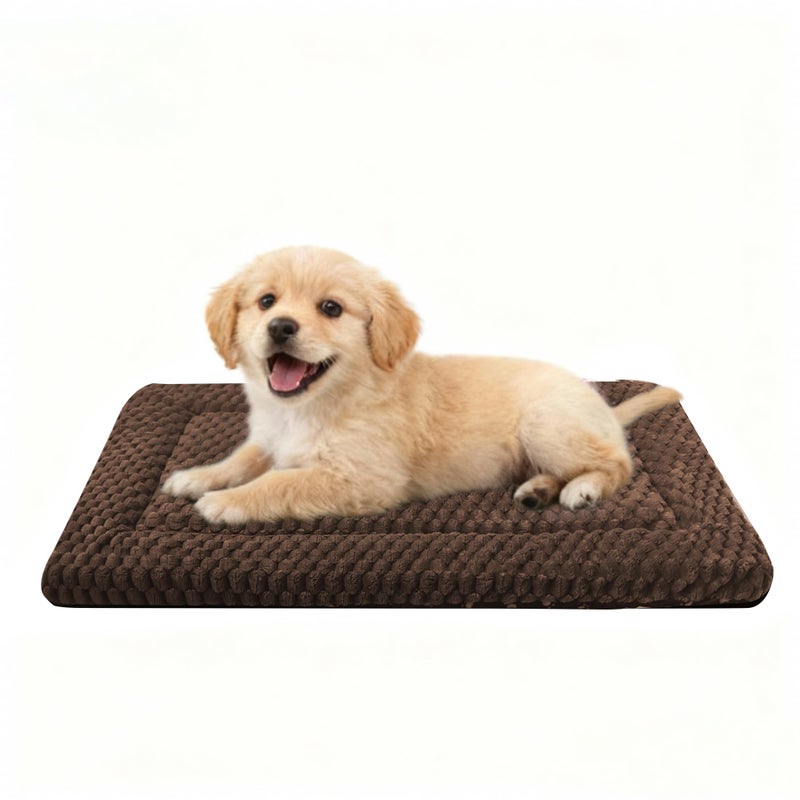 pobopobo Dog Bed Crate Mat, Soft Durable Washable Anti-Slip Kennel Pad for Dogs & Cats, Reversible (Dark Brown, S(24"*18"*1.5")) - Image 1