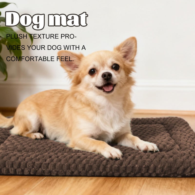 pobopobo Dog Bed Crate Mat, Soft Durable Washable Anti-Slip Kennel Pad for Dogs & Cats, Reversible (Dark Brown, S(24"*18"*1.5")) - Image 2