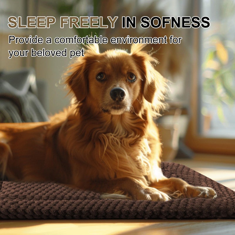 pobopobo Dog Bed Crate Mat, Soft Durable Washable Anti-Slip Kennel Pad for Dogs & Cats, Reversible (Dark Brown, S(24"*18"*1.5")) - Image 3