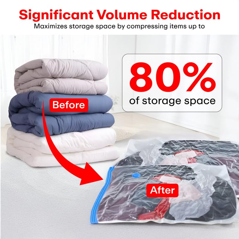 PRIME PICK Vacuum Storage Bags with Hand Pump 15-Pack (4 Medium 4 Large 5 Jumbo 2 X-Jumbo Durable Plastic Space-Saving Compression Bags Protects from Dust Moisture Odors Transparent - Image 2