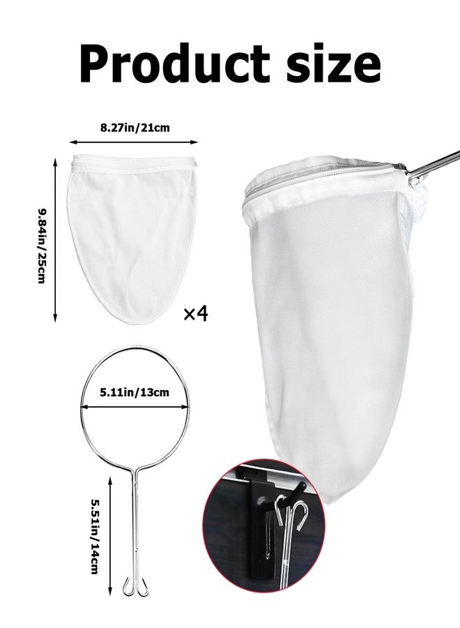 SHENIAFC Ultra Fine Mesh Strainer Bags 4 Pcs filter bags,Cheese Cloth Bag for Straining, with Stainless Steel Handle Frame for Juices,Nut Milk,Fresh Cheese,Yogurt (Small Size) - Image 2
