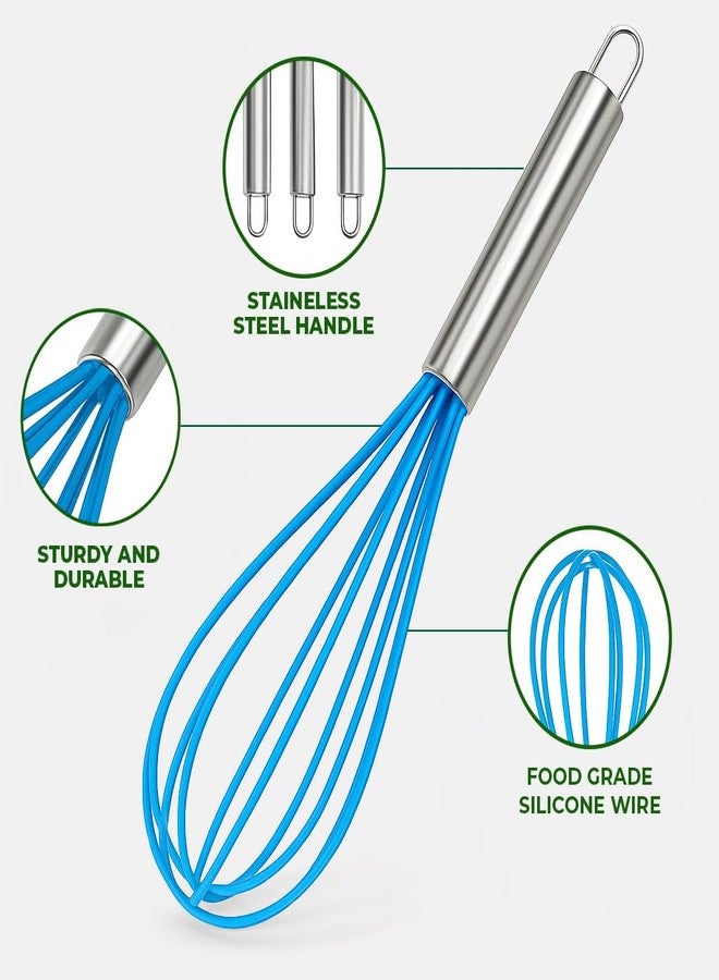 Freshware Silicone Whisk, Silicone Cooking Utensil Set, Silicone Whisks for Cooking, Non-Scratch Hand Whisks for Kitchen Essentials, Set of 3 - Image 2