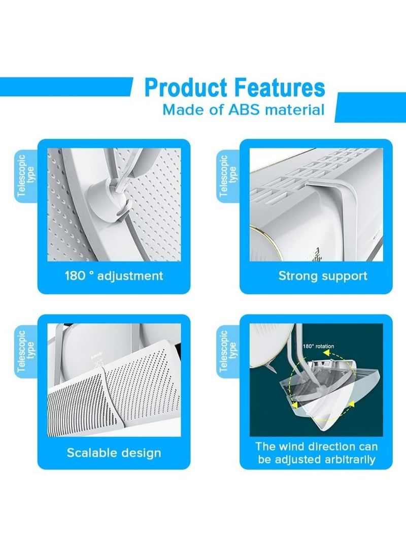 أنيوي عاكس مكيف الهواء المنفصل، درع الرياح لمكيف الهواء، مثبت على الحائط بدون ثقب، اتجاه الرياح قابل للتعديل وحجم قابل للتعديل - Image 4