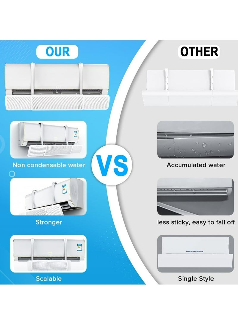أنيوي عاكس مكيف الهواء المنفصل، درع الرياح لمكيف الهواء، مثبت على الحائط بدون ثقب، اتجاه الرياح قابل للتعديل وحجم قابل للتعديل - Image 3