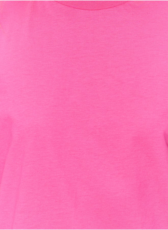 trendyol - Dark Pink 100% Cotton Basic High Neck Knitted T-Shirt TWOAW20TS0096 - Image 1