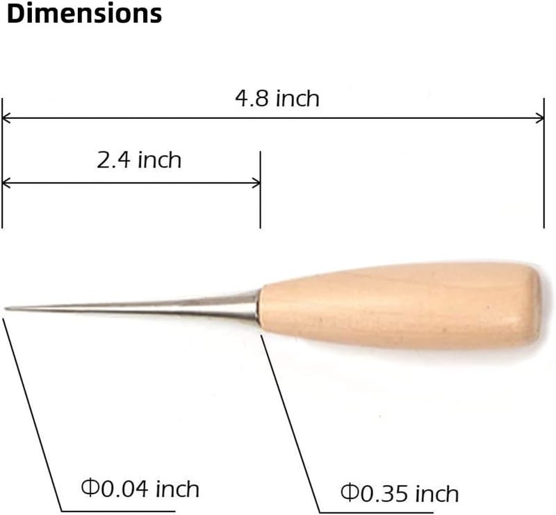 WUTA 10 Packs Leather Craft Awl Tools Leather Hole Punch Tool Sewing Punching Hole Maker Stitching Over Stitch Wood Handle for DIY Handmade Christmas Gift - Image 3