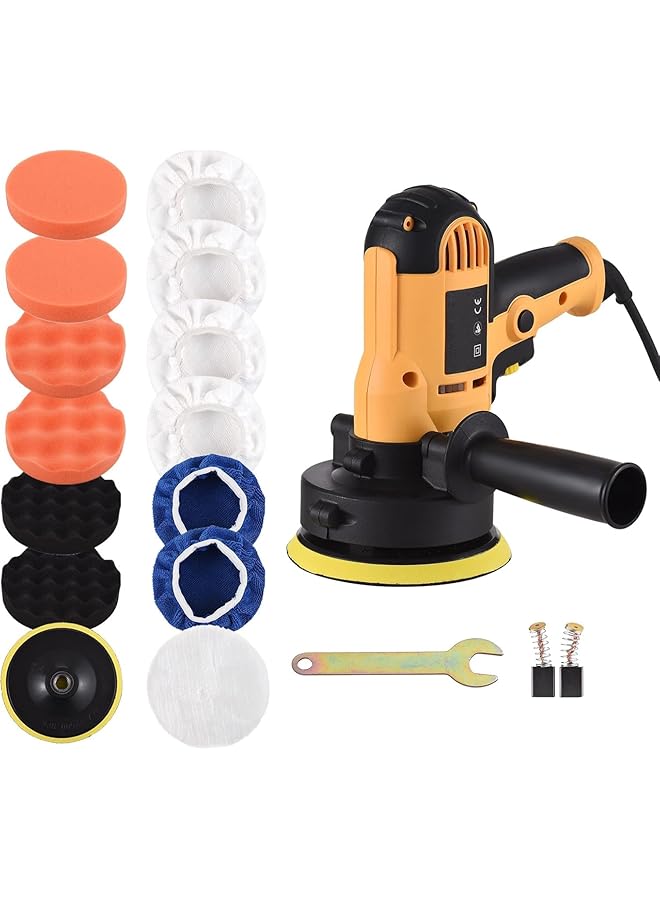 erorex Buffer Polisher Geevorks Buffer Waxer 5 Inch Variable Speed Car Polisher 600 3700Rpm With Detachable Handle 6Pcs Sponge Pad 6Pcs Cloth Bonnet Pad 1Pcs Wool Pad Spanner  - Image 1