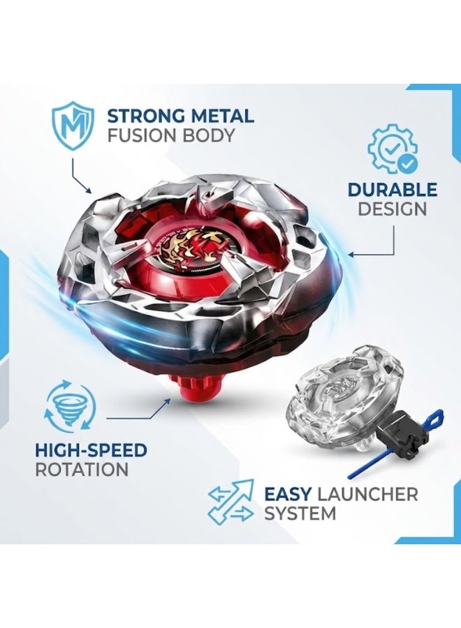 BattleAtoyX Gyroscope Battle Top Toy Set for Kids with Launcher & Ripcord – BX-02 Metal Fusion Spinning Top Combat Game, Burst Battle Arena Fighting Toy for Boys Girls, High Speed Battling Gyro Toys Gift for Children Ages 6+ - Image 3