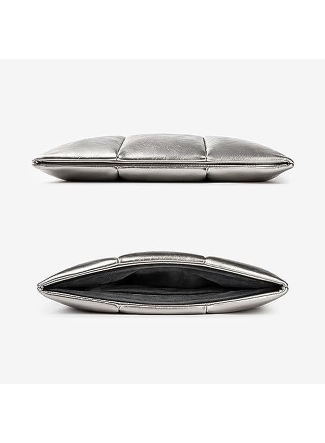erorex Puffy Laptop Sleeve Compatible For Macbook Air 13 Inch M3 M2 And Macbook Pro 14 Inch M4 2024 Puffer Laptop Case Bag Silver - Image 2