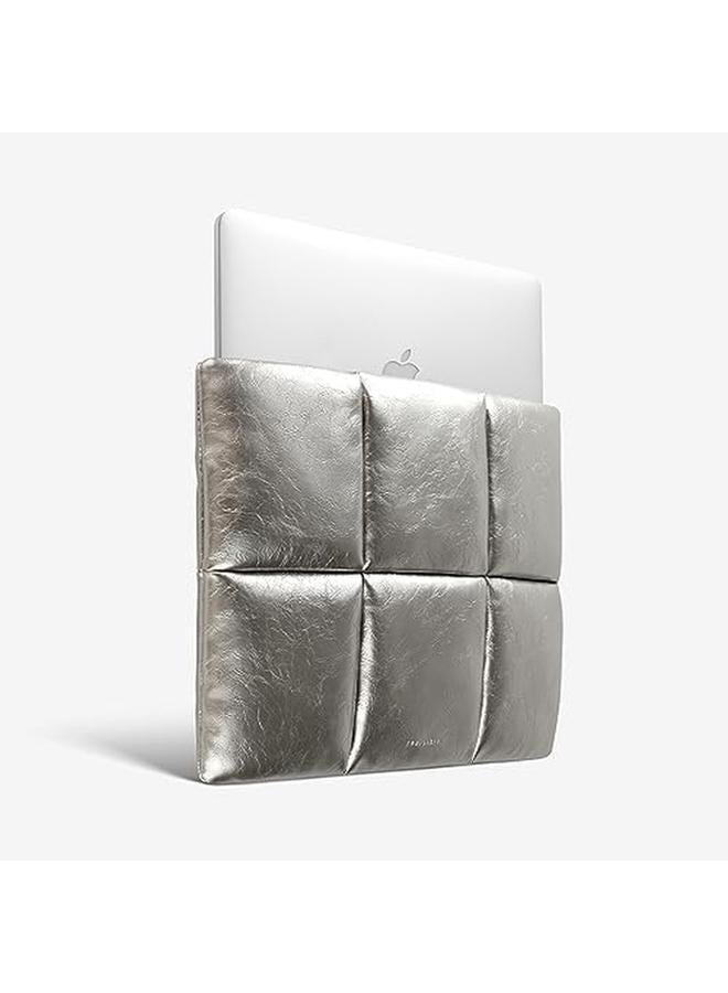 erorex Puffy Laptop Sleeve Compatible For Macbook Air 13 Inch M3 M2 And Macbook Pro 14 Inch M4 2024 Puffer Laptop Case Bag Silver - Image 3