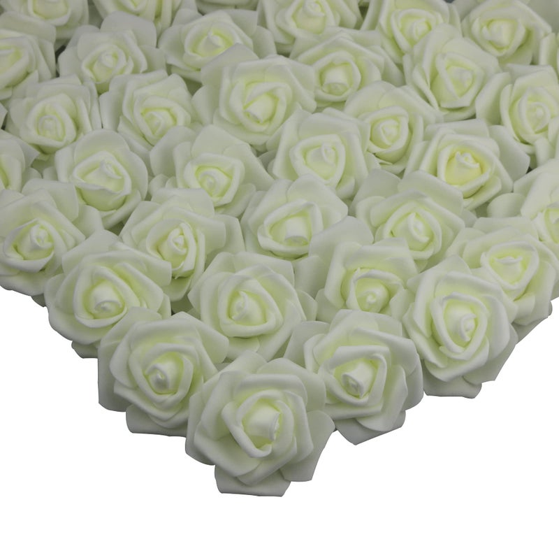 Lightingsky 3 × 1.6 × 3 بوصات 100pcs DIY Real Touch 3D Foam Foam Rose Head بدون جذع لزخرفة منزل حفل الزفاف (100pcs حليبي)