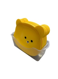 HENIJ HENIJ Cute Cartoon Bear Chip Dip Snack Tray Sets with Holder Plastic Creative Dry Fruit Bone Dish for Home Use Pack of 10 Yellow  - Image 1