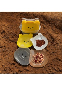 HENIJ HENIJ Cute Cartoon Bear Chip Dip Snack Tray Sets with Holder Plastic Creative Dry Fruit Bone Dish for Home Use Pack of 10 Yellow  - Image 2