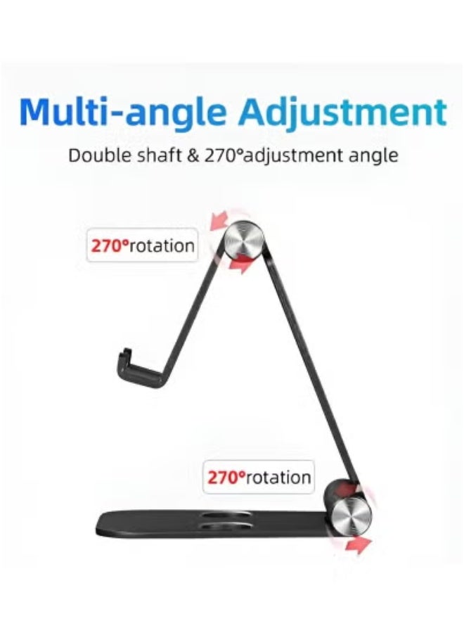 جاجيك 📱 Adjustable Aluminum Desktop Stand for Mobile Phone, Tablet, iPad, iPhone, Monitor & Nintendo Switch | Foldable Ergonomic Riser with Angle & Height Adjustment | Anti-Slip Base | Portable Holder for Office, Home & Travel | Compatible with Android, iOS & USB-C Devices  - Image 3