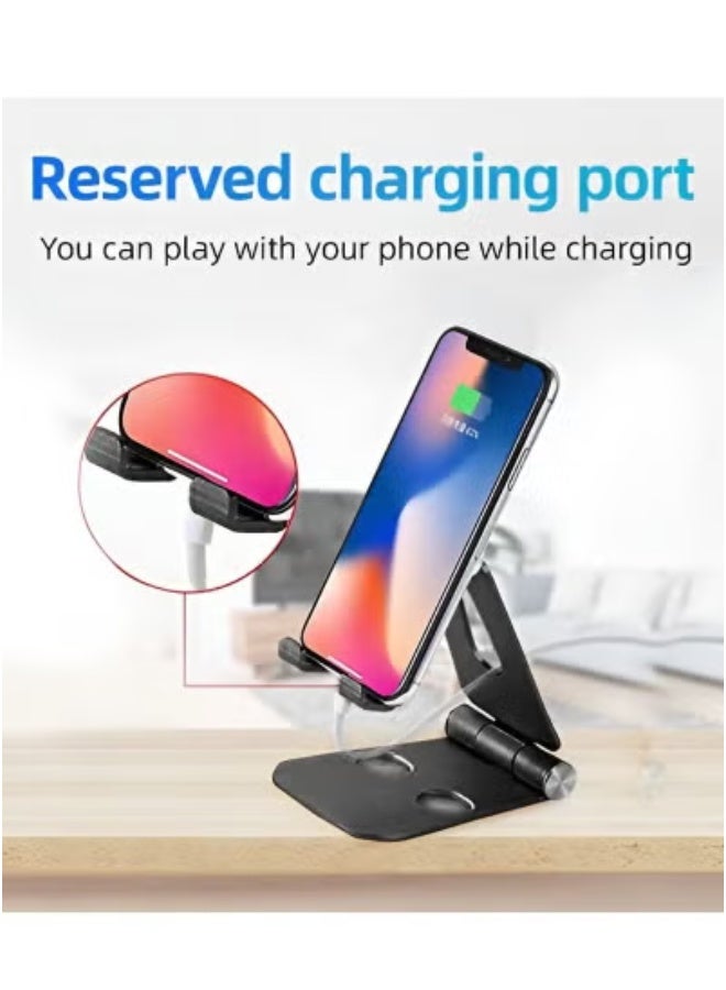 جاجيك 📱 Adjustable Aluminum Desktop Stand for Mobile Phone, Tablet, iPad, iPhone, Monitor & Nintendo Switch | Foldable Ergonomic Riser with Angle & Height Adjustment | Anti-Slip Base | Portable Holder for Office, Home & Travel | Compatible with Android, iOS & USB-C Devices  - Image 5