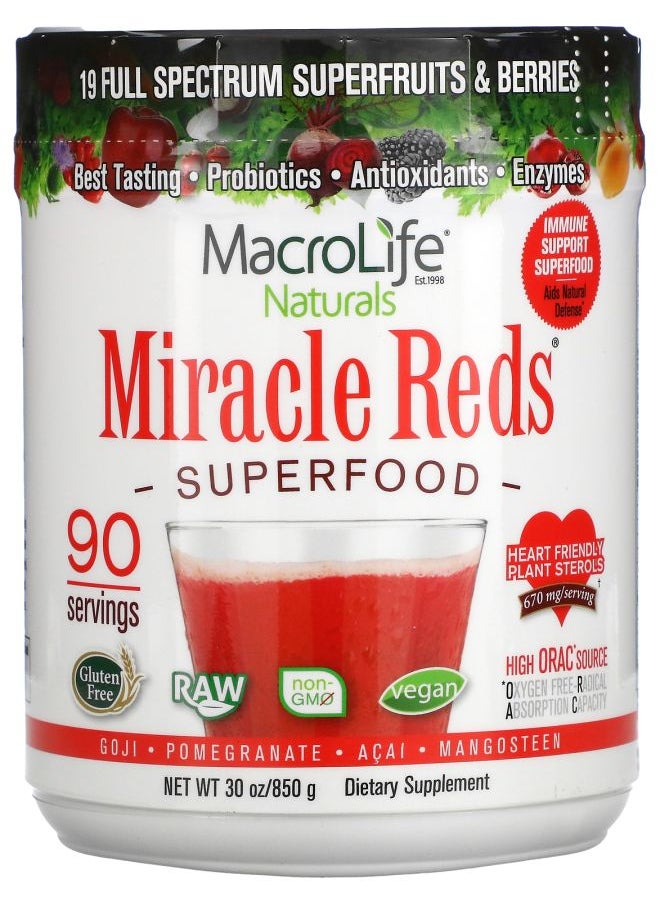 MacroLife Naturals - Miracle Reds Superfood Goji-Pomegranate-Acai-Mangosteen 30 oz (850 g) - Image 1