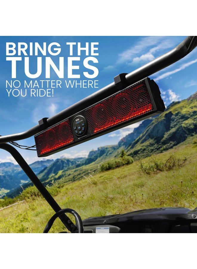 BOSS AUDIO SYSTEMS BRT26RGB ATV UTV Sound Bar - 26 Inches Wide, 4 inch Speakers, 1 Inch Tweeters, IPX5 Weatherproof, Bluetooth, Built-in Amplifier, Multicolor Illumination, Golf Cart Compatible - Image 4