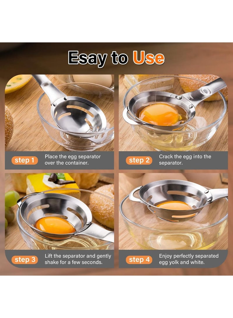 SYOSI Stainless Steel Egg Separator, 6 Hole Egg Yolk White Separator for Kitchen Cooking and Baking, Quick Egg Divider Tool for Efficient Yolk and White Separation, Easy to Clean and Durable, Silver - Image 3