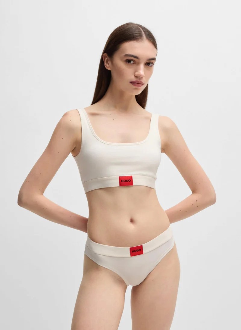 HUGO Stretch-cotton bralette with red logo label