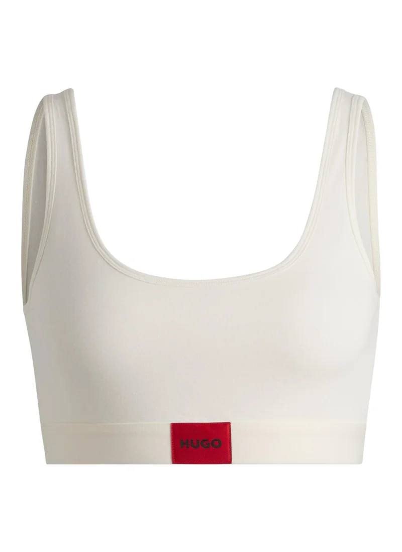 هوجو Stretch-cotton bralette with red logo label