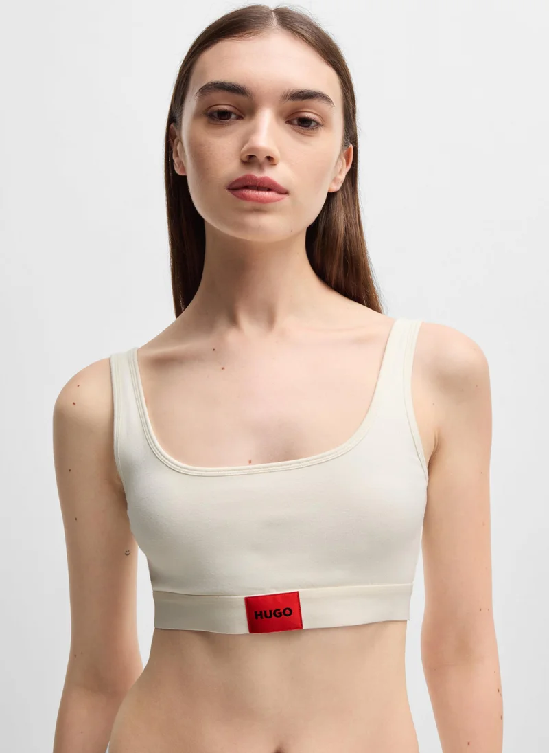 هوجو Stretch-cotton bralette with red logo label