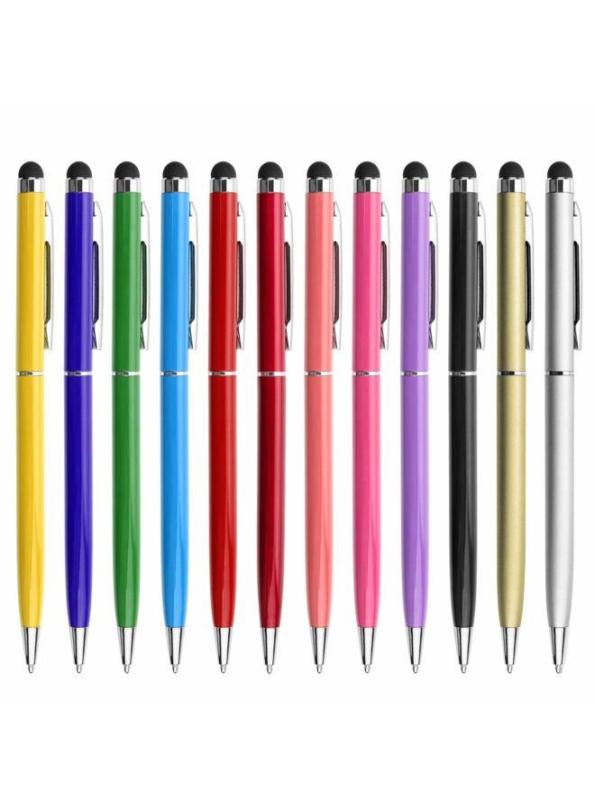 innhom 12 Pack Stylus Pens for Touch Screens Stylus Pen for ipad Compatible with iPad iPhone Tablets Samsung Kindle and Black Ink Ballpoint Pens-2 in 1 Stylists Pens - Image 1