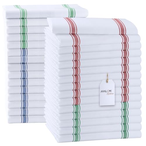 Avalon Kitchen Dish Towels Set (Value Pack of 30) Size 15x25 Inch, 100% Cotton Soft & Absorbent Kitchen Towels, Tea Towels, Reusable Cleaning Cloths for Household Cleaning (Multi) - Image 1
