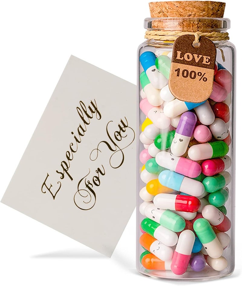 Tintnut هدايا المسافات الطويلة للصديقة/الصديق - 100 قطعة رسالة في زجاجة - ملاحظات حب رومانسية لطيفة ومؤثرة - Image 1