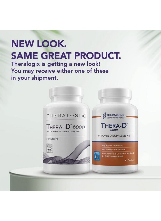 Theralogix - Therad 6000 Vitamin D Supplement ; 6000 Iu Vitamin D3 Tablets ; 90 Day Supply ; Made In The Usa - Image 1
