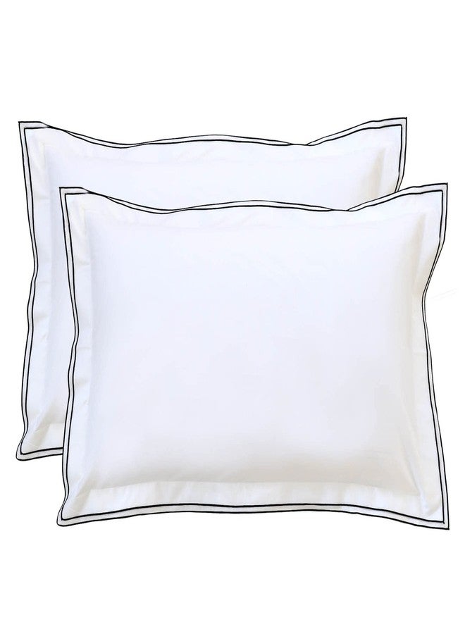 RANZNAZ Set of 2 Elegant Embroidery Pillowcases, King Size, 100% Cotton - White Good Feeling Shams, Elegant Trims, Softer and Breathable Pillow Covers, 20x36 inches - Image 1