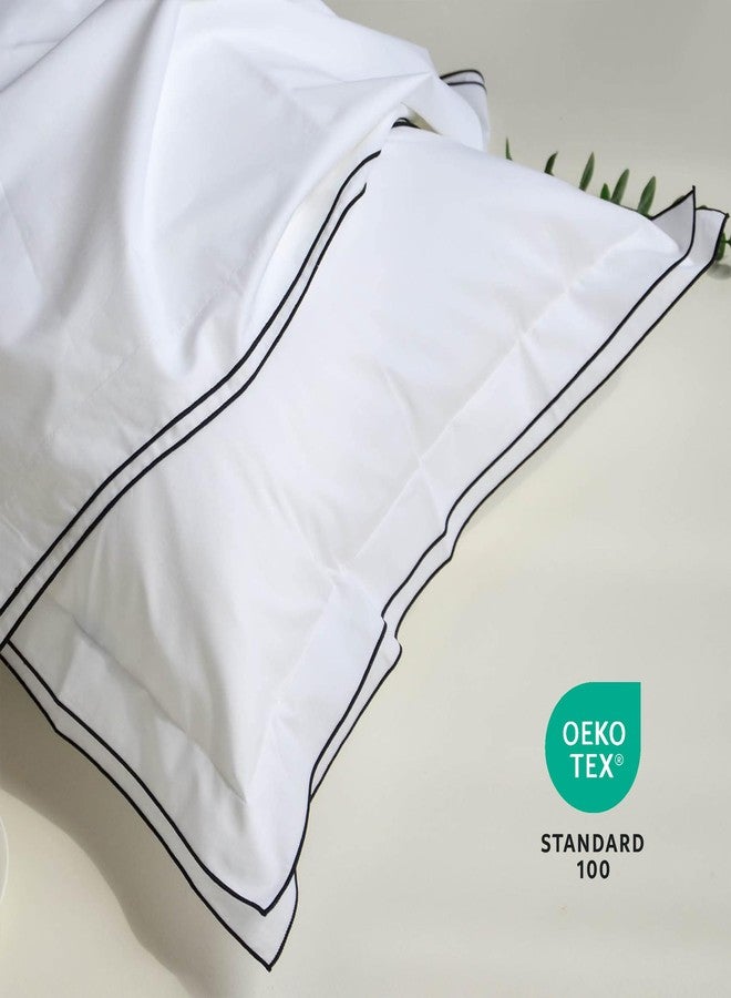 RANZNAZ Set of 2 Elegant Embroidery Pillowcases, King Size, 100% Cotton - White Good Feeling Shams, Elegant Trims, Softer and Breathable Pillow Covers, 20x36 inches - Image 4