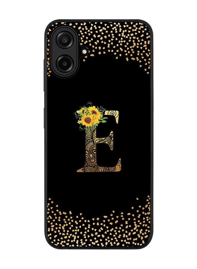 For Samsung Galaxy A07 4G Case,Slim fit Camera Protection, Shockproof Thin Phone cover  - Custom Floral Monogram - E ( Black )