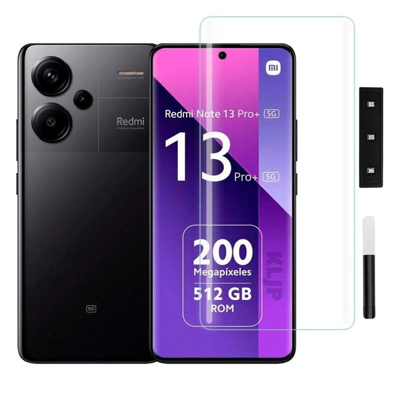KLJP HD+ UV Tempered Glass Screen Protector Guard Compatible For Xiaomi Redmi Note 13 Pro Plus 5G (Pack of 1) Full Adhesive UV Curved Case Friendly HD+ Clarity - Image 1