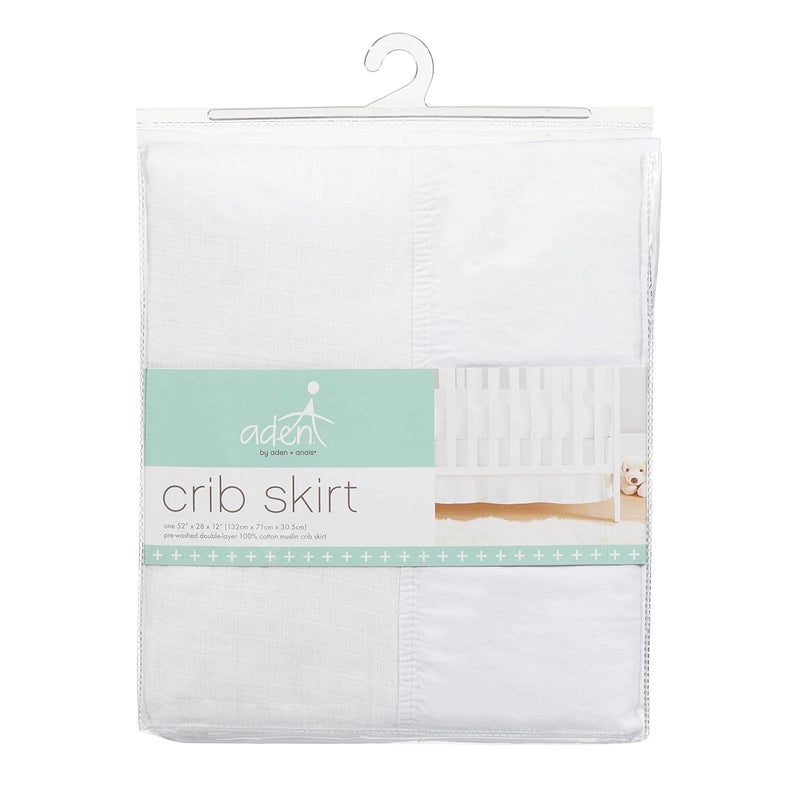 aden + anais aden  anais Classic Crib Skirt 100 Cotton Muslin Super Soft Tailored Fit White