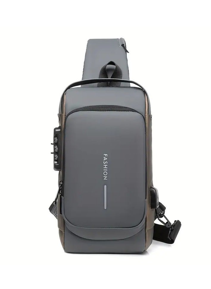 QSHOP Crossbody Backpack Anti-Theft Crossbody Chest Bag Casual Multi-Pocket Handbag Shoulder Bag with USB Charging Port and Password Lock Waterproof Travel Bag for Men Women - Image 1
