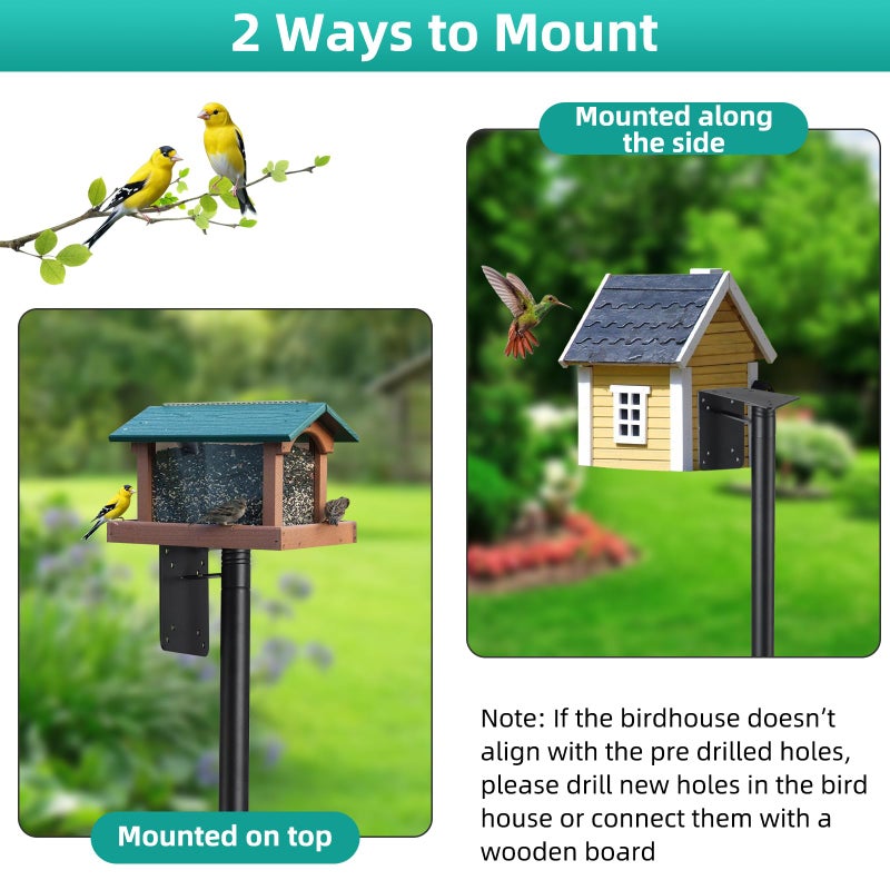 DEROFIT Bird House Pole,74 Inch Heavy Duty Bird Feeder Pole Mount Kit for Outdoors, 5-Prong Base, Splicing Adjustable Feeding Stand Station for Birds Watching,Weather Station (Birds House Not Included) - Image 4