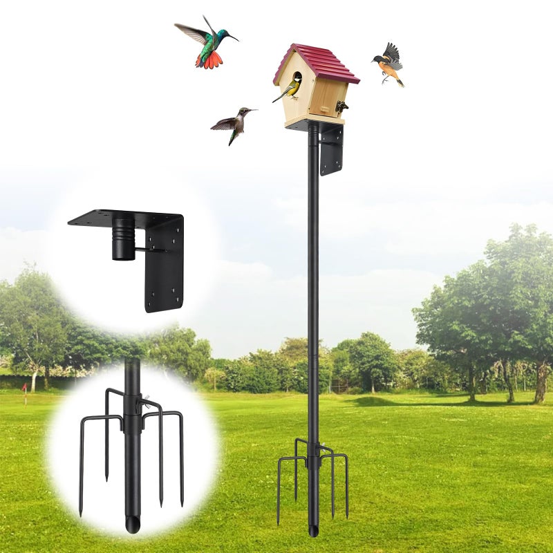 DEROFIT Bird House Pole,74 Inch Heavy Duty Bird Feeder Pole Mount Kit for Outdoors, 5-Prong Base, Splicing Adjustable Feeding Stand Station for Birds Watching,Weather Station (Birds House Not Included) - Image 1
