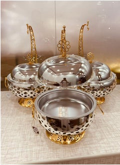 Generic Buffy Food Warmer With Unique One-Piece Lid And Stand  Stainless Steel Silver Gold  - Image 3