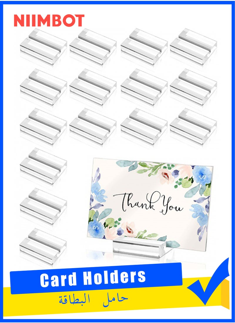 NIIMBOT 15 Pcs Acrylic Stand Transparent Position Card Holder, 50*30*10mm Acrylic Sign Holder, Table Number Holder Card Display Stand, Suitable for Postcard Photo Wedding Party Event Office Business Meeting  - Image 1