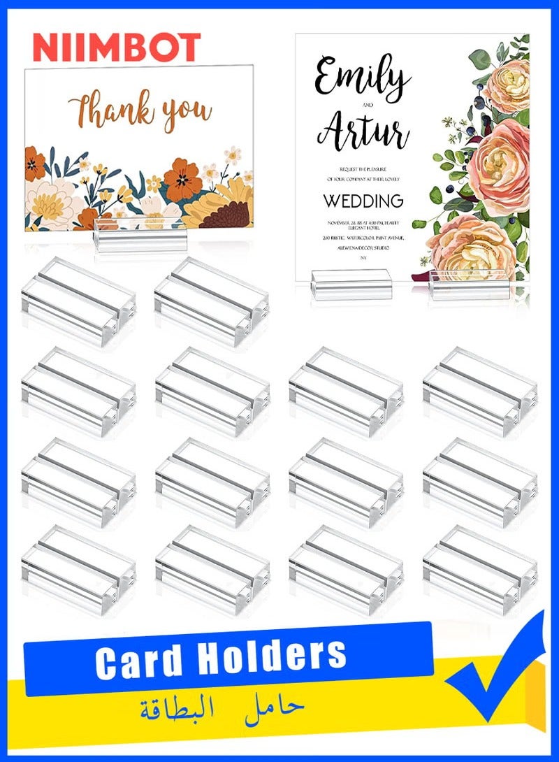 NIIMBOT 15 Pcs Acrylic Stand Transparent Position Card Holder, 50*30*10mm Acrylic Sign Holder, Table Number Holder Card Display Stand, Suitable for Postcard Photo Wedding Party Event Office Business Meeting  - Image 1